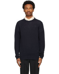 Sunflower Navy Silk Crewneck Sweater