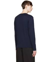 Alexander McQueen Navy Wool Asymmetric Sweater
