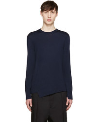 Alexander McQueen Navy Wool Asymmetric Sweater