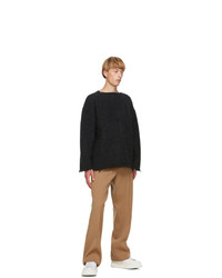 Jil Sander Navy Wool Fringe Sweater