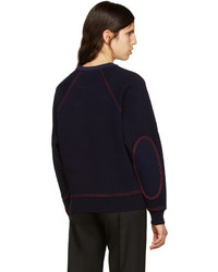 Burberry Navy Wool Logo Sweater