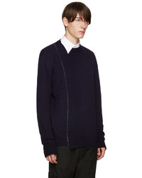 Raf Simons Navy Wool Stitched Sweater