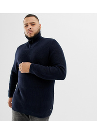 Tom Tailor Plus Knitted Funnel Neck Chunky Jumper In Navy