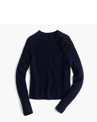 J.Crew Ribbed Sweater With Sparkly Frog Closures