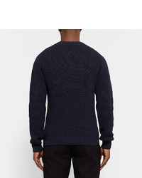 Lanvin Slim Fit Ribbed Mlange Cotton And Wool Blend Sweater