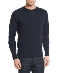 Tom Ford Solid Raglan Sleeve Sweatshirt Navy
