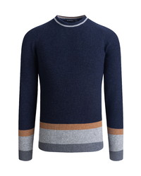 Bugatchi Stripe Wool Cashmere Blend Crewneck Sweater