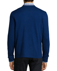 Neiman Marcus Superfine Cashmere Crewneck Sweater Dark Blue
