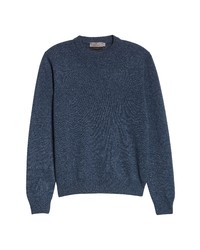 Canali Wool Cashmere Crewneck Sweater In Blue At Nordstrom