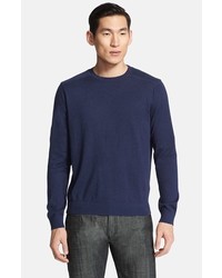 Zegna Sport Cotton Cashmere Crewneck Sweater Navy Solid X Large