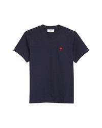 AMI Alexandre Mattiussi Ami De Coeur Embroidered Organic Cotton T Shirt In Navy At Nordstrom