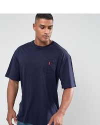 Polo Ralph Lauren Big Tall Player Logo Crew Neck T Shirt In Navy