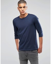Asos Brand 34 Sleeve T Shirt In Navy