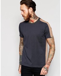 Asos Brand T Shirt With Contrast Panelling And Deep Neck Trim