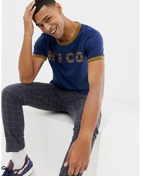 Nudie Jeans Co Kurt Logo Ringer T Shirt In Blue