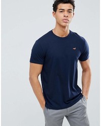 Hollister Crew Neck T Shirt With Seagull Logo In Navy