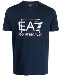 Ea7 Emporio Armani Logo Detail Cotton Blend T Shirt