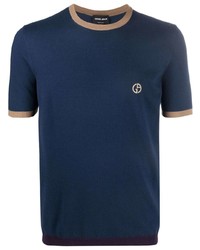 Giorgio Armani Logo Embroidered Knitted T Shirt