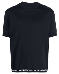 Emporio Armani Logo Trim Cotton T Shirt