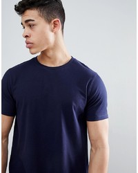 ASOS DESIGN Longline T Shirt With Crew Neck In Navy