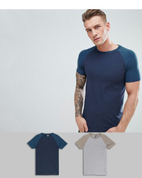 ASOS DESIGN Muscle Fit Raglan T Shirt With Contrast Sleeves 2 Pack Save