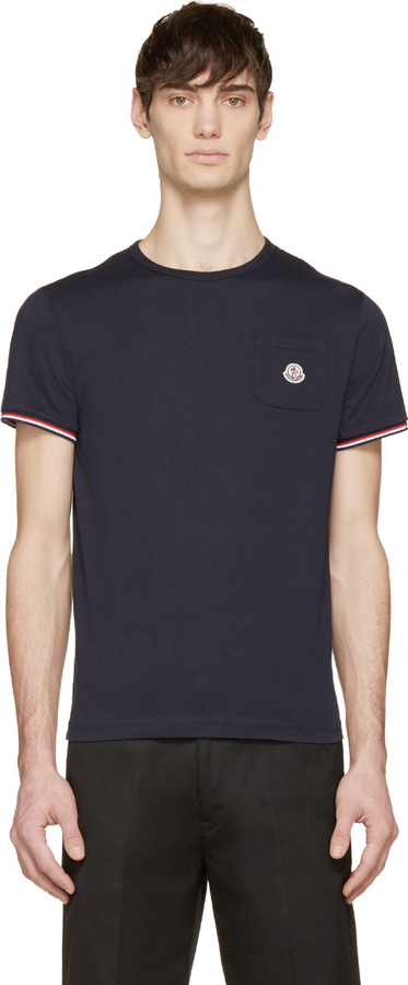 Moncler Navy Logo Pocket T Shirt, $135 
