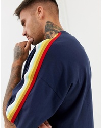 ASOS DESIGN Oversized T Shirt With Taping In Navy