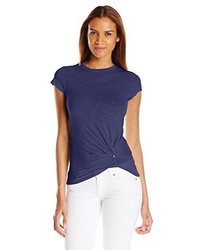 Paper Tee Front Shirred Easy Crew Neck Top