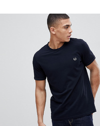 Fred Perry Pique Logo Crew Neck T Shirt In Navy