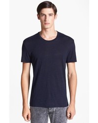 Sandro Clash Linen T Shirt Navy Large