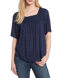 Lucky Brand Shadow Stripe Peasant Top