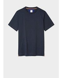 Paul Smith Slim Fit Navy Crew Neck T Shirt With Embroidered Signature