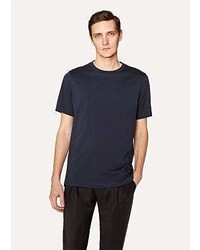 Paul Smith Slim Fit Navy Crew Neck T Shirt With Embroidered Signature