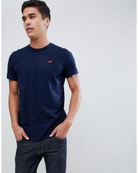 Hollister Solid Core Crewneck T Shirt Seagull Logo Slim Fit In Navy