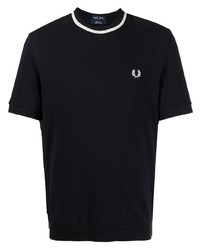 Fred Perry Striped Collar Embroidered Logo T Shirt