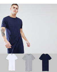 ASOS DESIGN Super Longline T Shirt 3 Pack Save