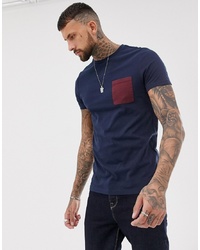 ASOS DESIGN T Shirt With Contrast Pocket In Navy