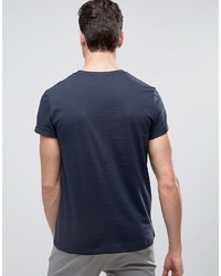 Asos T Shirt With Crew Neck And Roll Sleeve In Navy