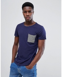 Tom Tailor T Shirt With Stripe Pocket In Navy
