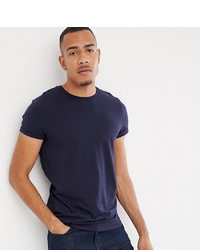 ASOS DESIGN Tall T Shirt With Crew Neck And Roll Sleeve In Navy
