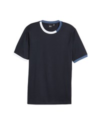 BOSS Tiburt Stretch Ringer T Shirt In Dark Blue At Nordstrom