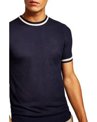 Topman Tipping Classic Fit Short Sleeve Sweater