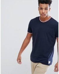 Abercrombie & Fitch Varsity Tipped Ringer T Shirt In Navy