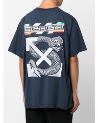 Off-White X Slb Snake Arrow Logo Embroidered T Shirt