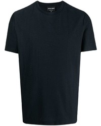 Giorgio Armani Zigzag Embroidered Cotton T Shirt