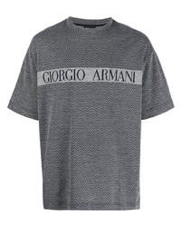 Giorgio Armani Zigzag Woven Crew Neck T Shirt
