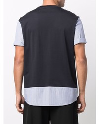 Neil Barrett Zipped Pocket Two Tone Cotton T Shirt