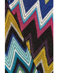 Missoni Mare Metallic Crochet Knit Bandeau Bikini Blue