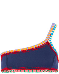 Kiini Tasmin Crochet Trimmed Bikini Top Navy