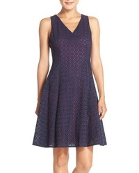 Maggy London Eyelet Fit Flare Dress